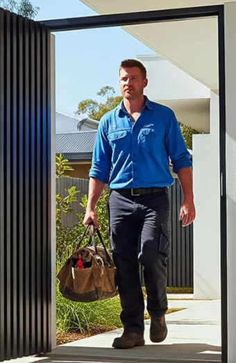 Plumber Entering Bag